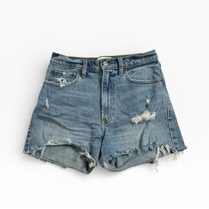 Abercrombie & Fitch The 4" Mom Short High Rise Denim Distressed Blue Size 26/2